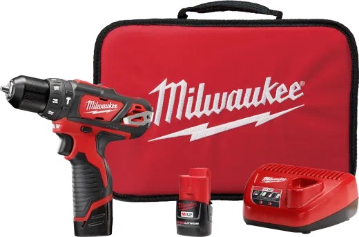 Milwaukee M12 Kit con escobillas 12-voltios ion de Litio Taladro Percutor-Atornillador de 3-8 MW240822